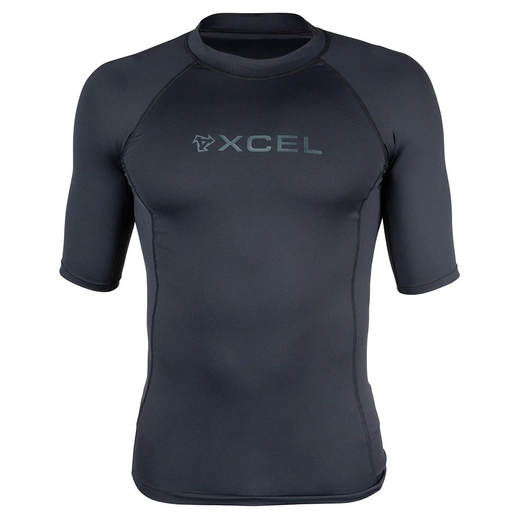 Xcel Mens Premium Stretch S/S UV Rashguard - Black - Seaside Surf Shop 