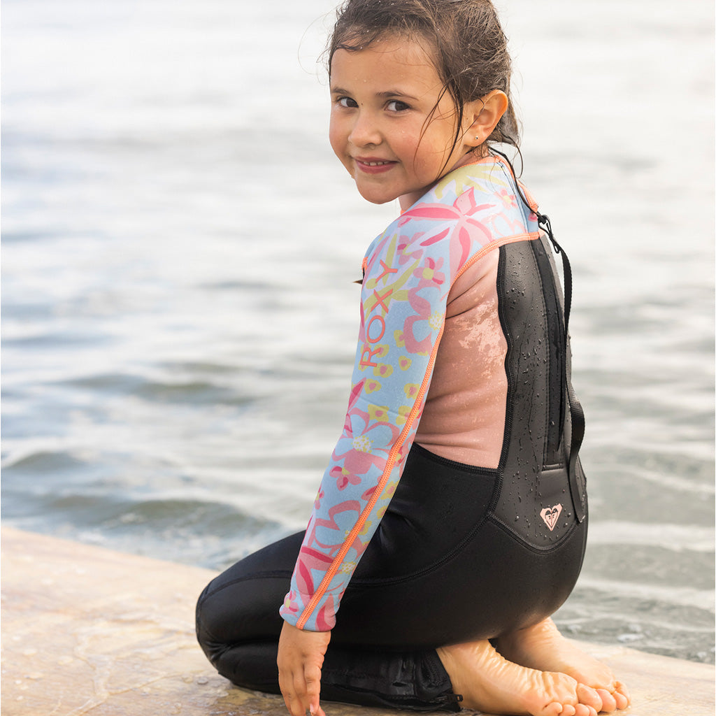 Roxy Prologue Girls 4/3mm Back Zip Wetsuit - Tanager/Floral - Seaside Surf Shop 