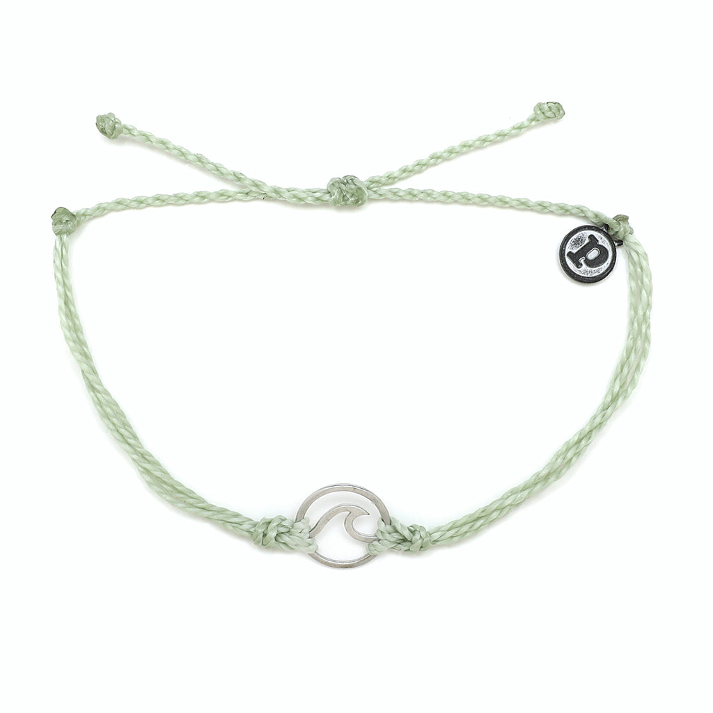 Pura Vida Silver Wave Bracelet - Minty Green - Seaside Surf Shop 