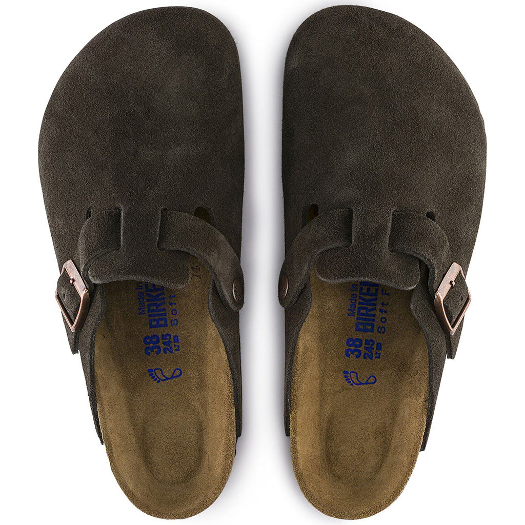 Birkenstock Mens Boston Soft Footbed Suede Leather - Mocha