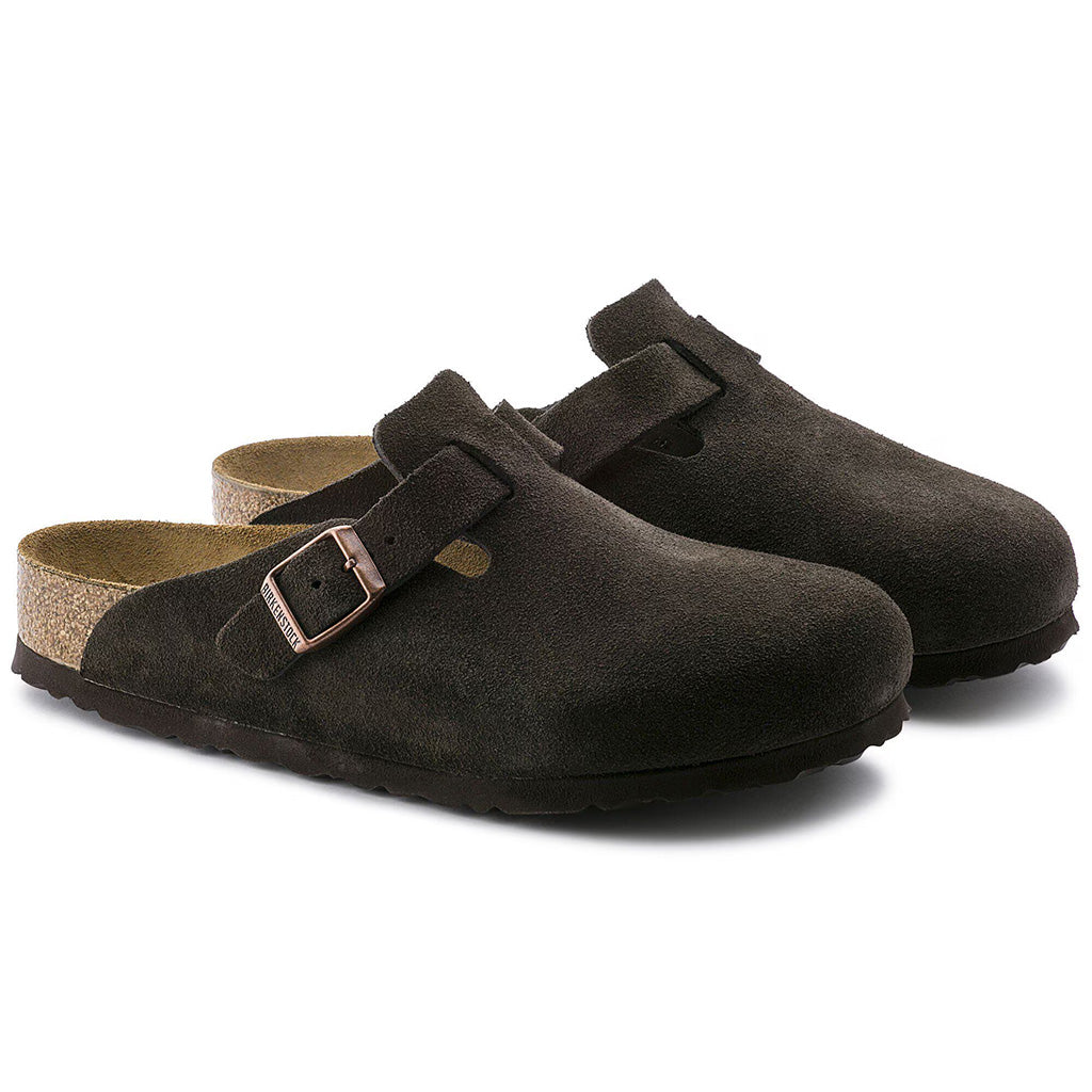 Birkenstock Mens Boston Soft Footbed Suede Leather - Mocha