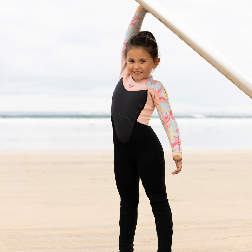 Roxy Prologue Girls 4/3mm Back Zip Wetsuit - Tanager/Floral - Seaside Surf Shop 