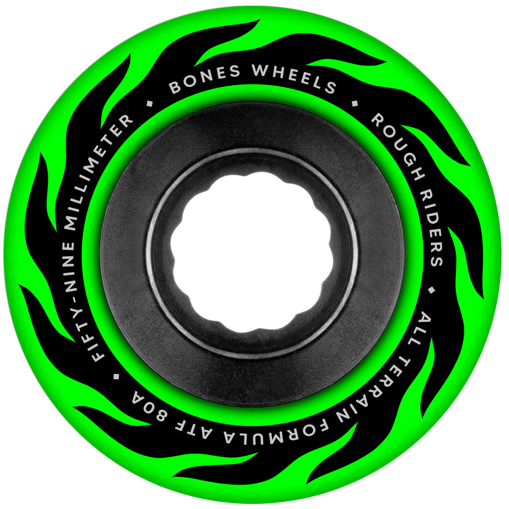 Bones ATF Rough Rider Eternal Flame 59mm 80a Skateboard Wheels - Green
