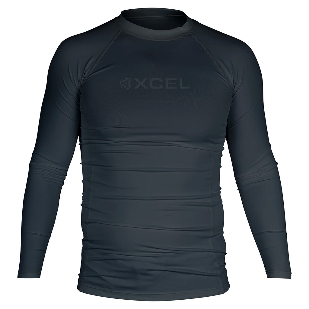 Xcel Mens Premium Stretch L/S UV Rashguard - Black - Seaside Surf Shop 