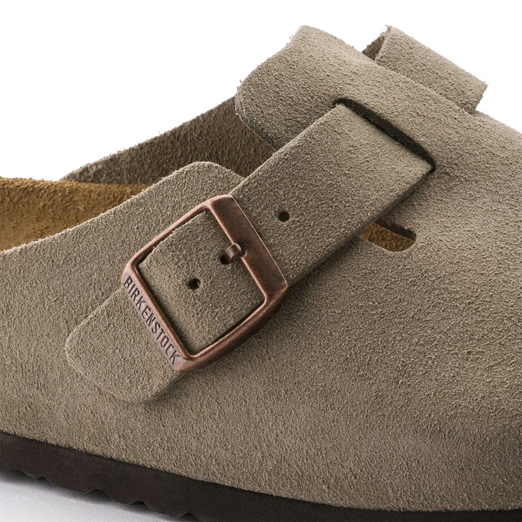 Birkenstock Womens Boston Soft Footbed Suede Leather - Taupe