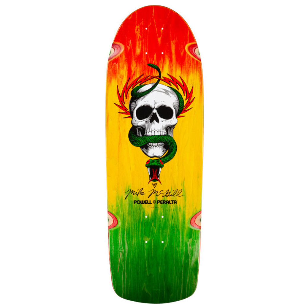 Powell Peralta Mike McGill Skull & Snake Skateboard Deck Rasta Fade - 10 x 30.125