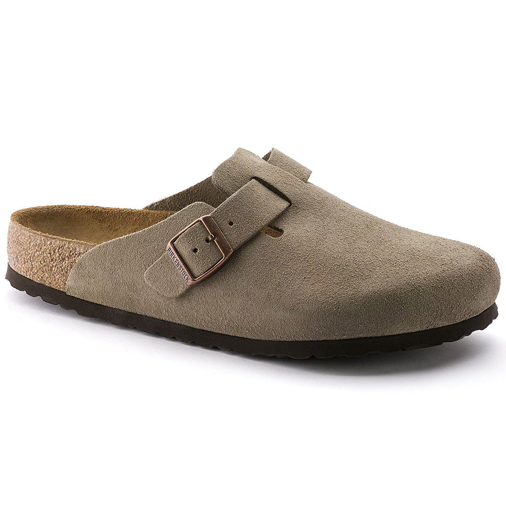 Birkenstock Womens Boston Soft Footbed Suede Leather - Taupe