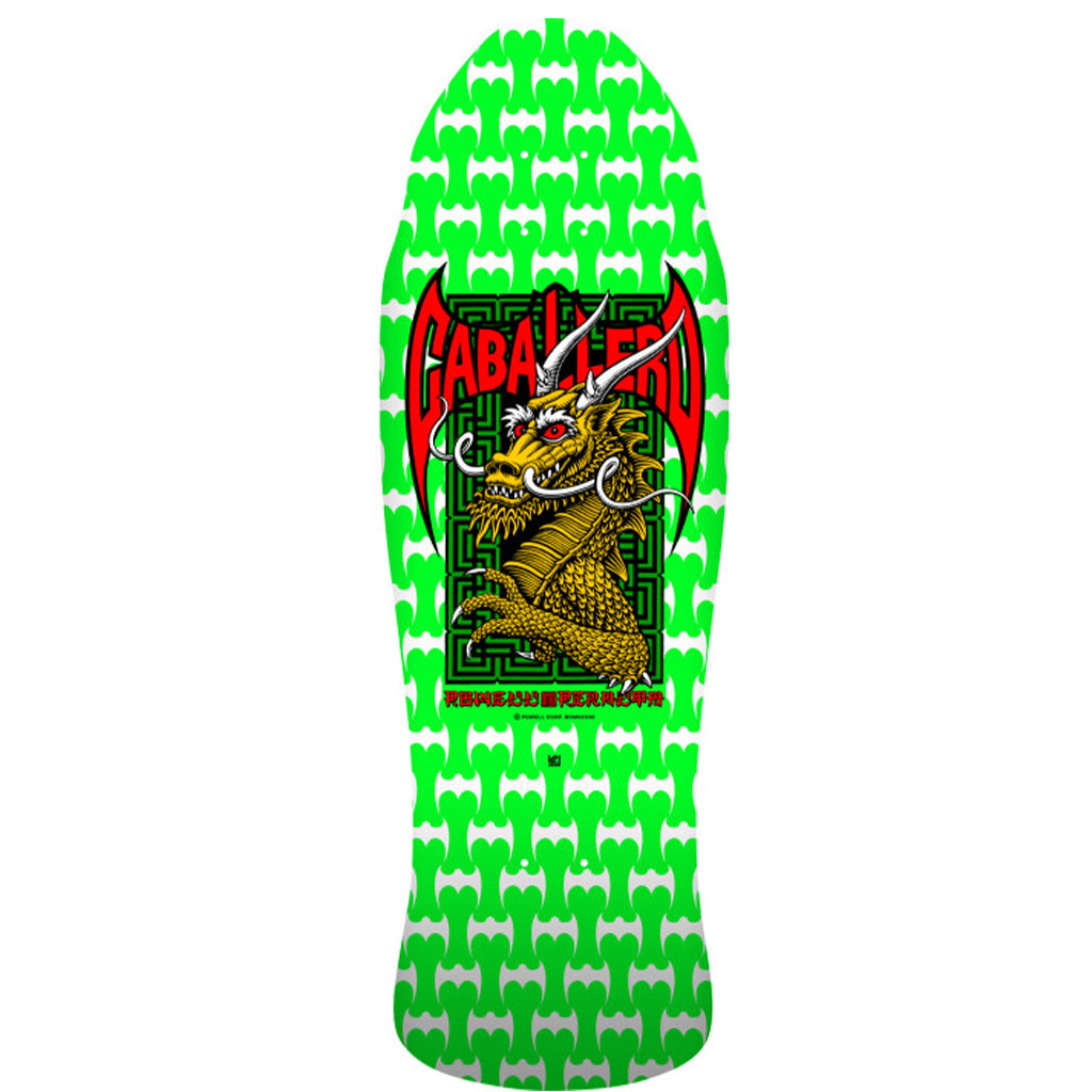 Powell Peralta Steve Caballero Street Reissue Skateboard Deck Green/White - 9.625 x 29.75