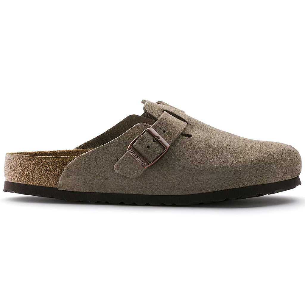Birkenstock Mens Boston Soft Footbed Suede Leather - Taupe