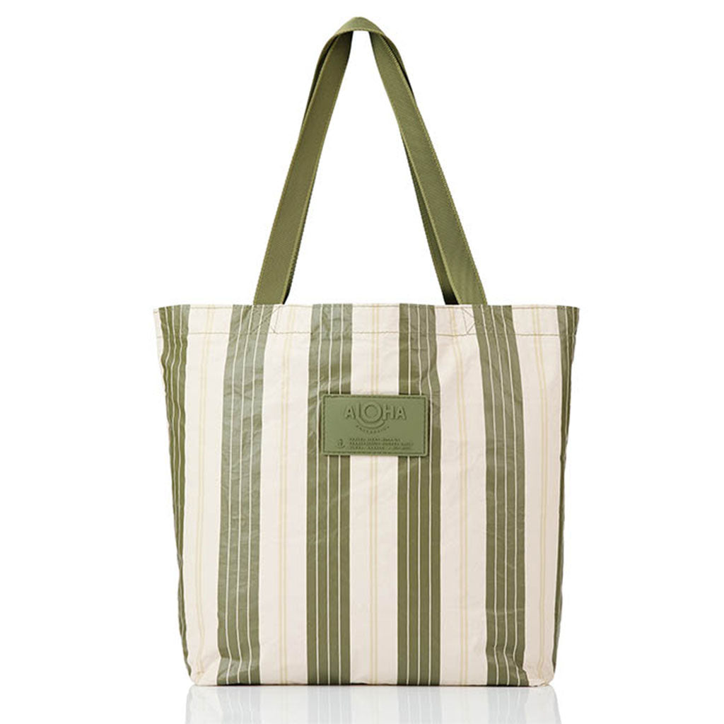 Aloha Collection - Market Stripe Reversible Tote - Olive/Sandstone Exclusive
