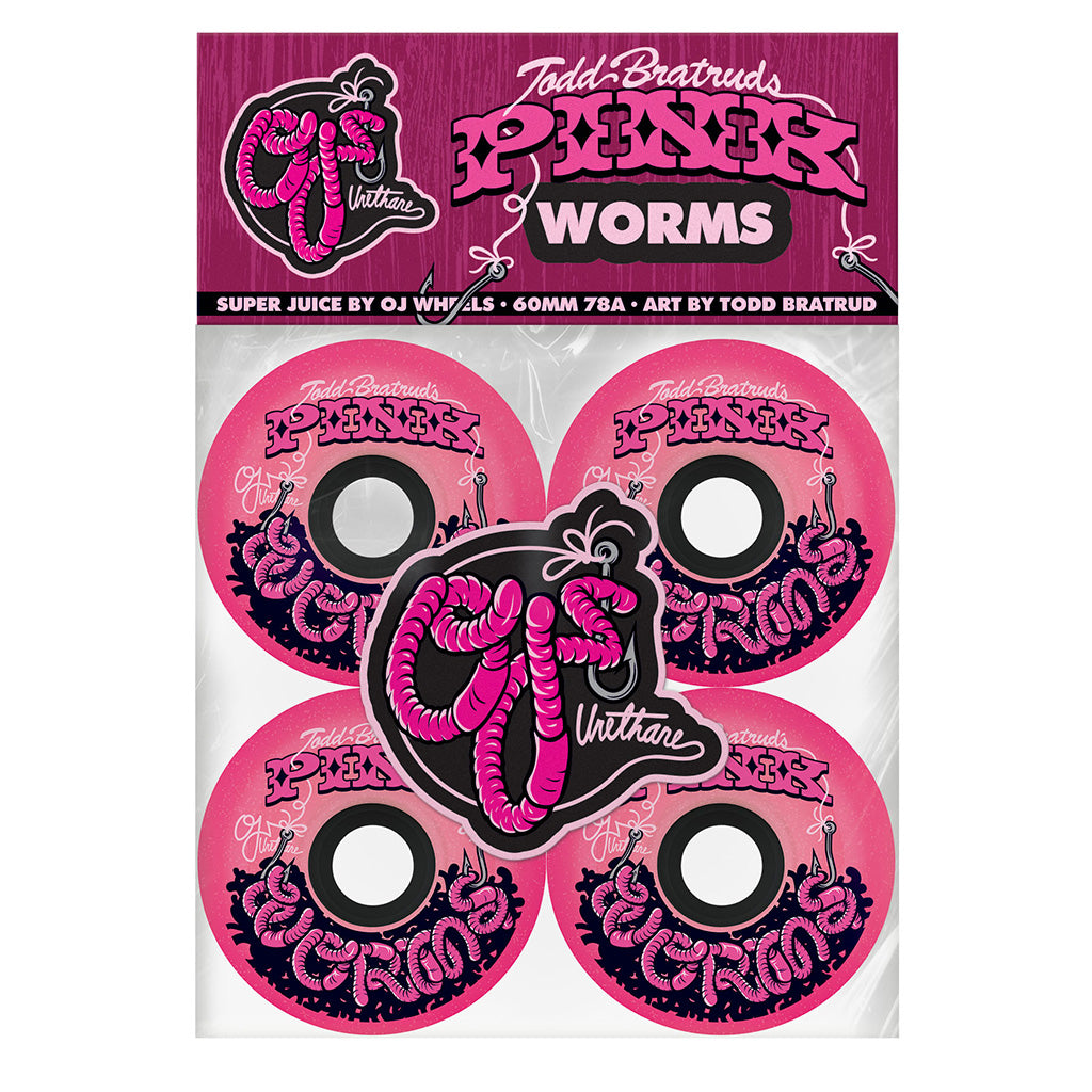 60mm Pink Worms Super Juice Pink 78a OJ Wheels