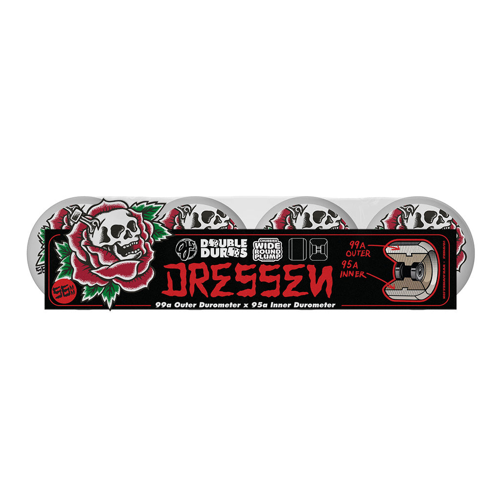 56mm Eric Dressen Rose Skull Double Duro White Black Chubbies 99a/95a OJ Wheels