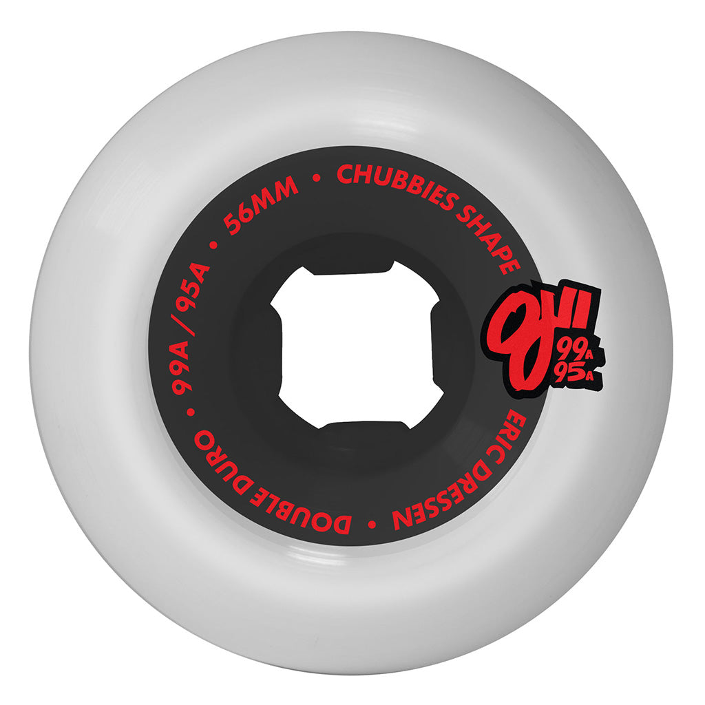 56mm Eric Dressen Rose Skull Double Duro White Black Chubbies 99a/95a OJ Wheels