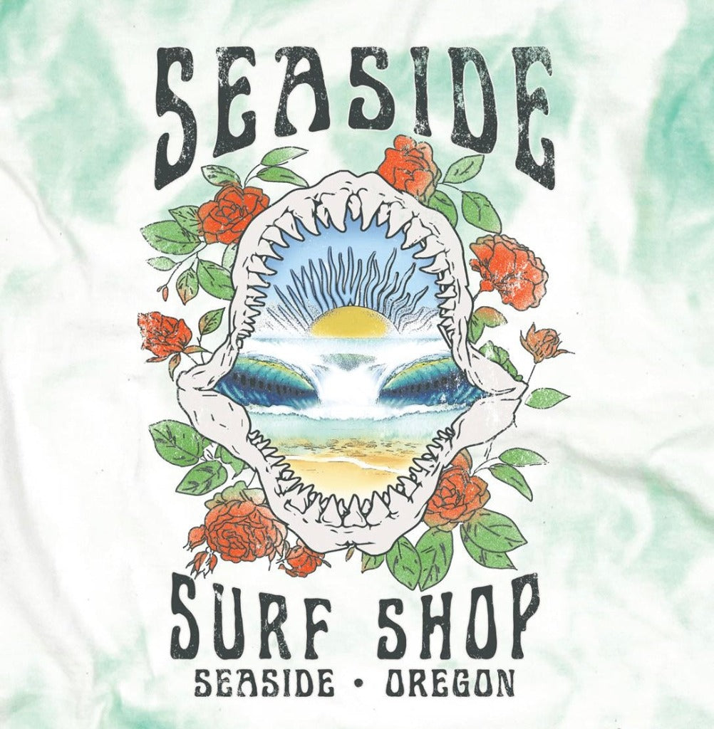 Seaside Surf Jaws Tie Dyed Tee - Sea Mist - Seaside Surf Shop 