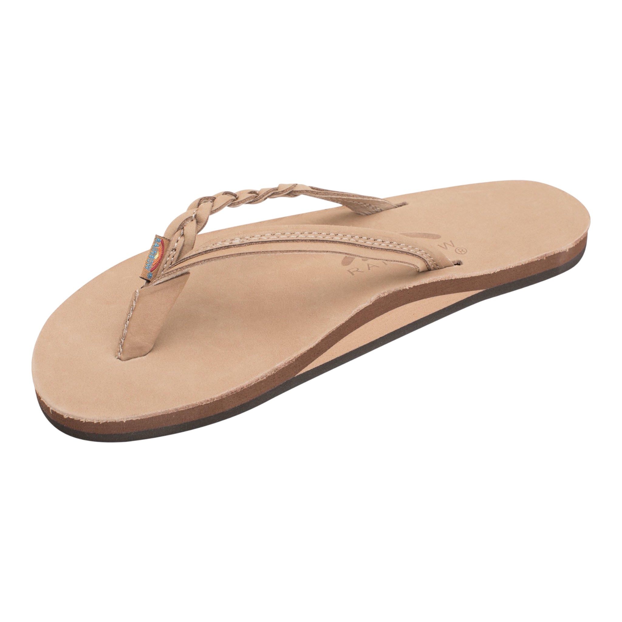Rainbow Sandals Womens Flirty Braidy – Single Layer Arch Support 1/2" Narrow Strap w/ Braid - Sierra Brown