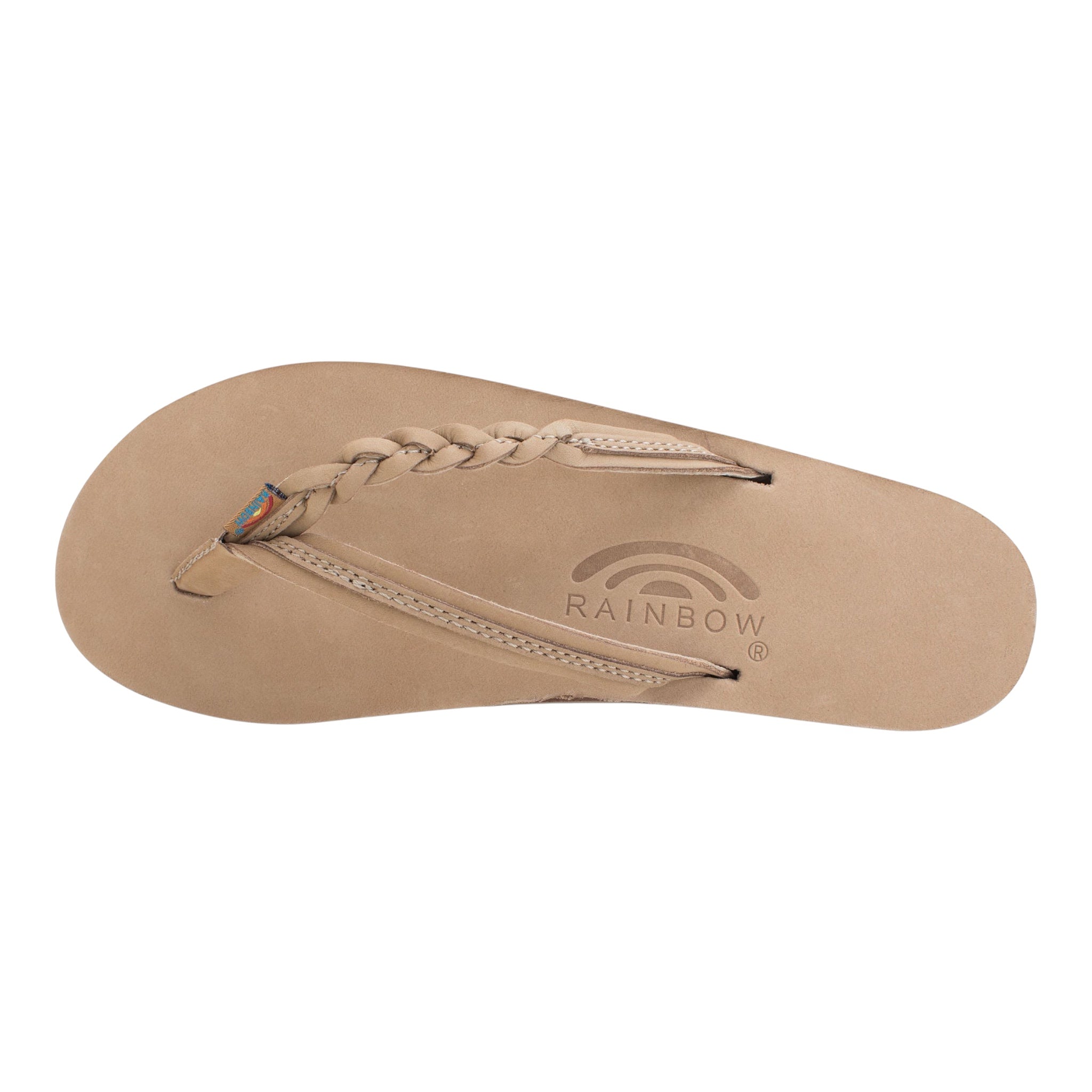 Rainbow Sandals Womens Flirty Braidy – Single Layer Arch Support 1/2" Narrow Strap w/ Braid - Sierra Brown