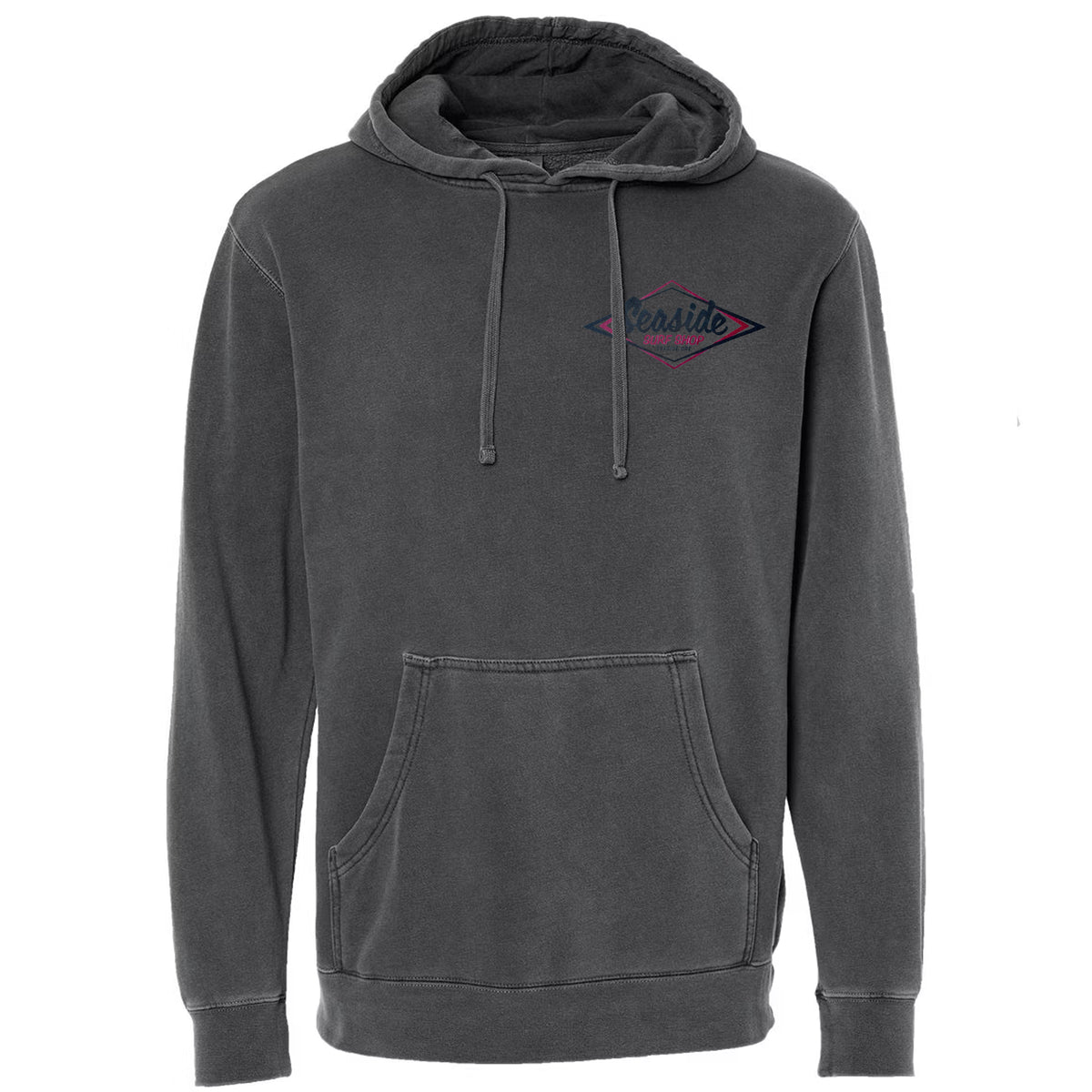 Seaside Surf Shop Mens Vintage Logo Bomber Hooded Pullover - Smoke