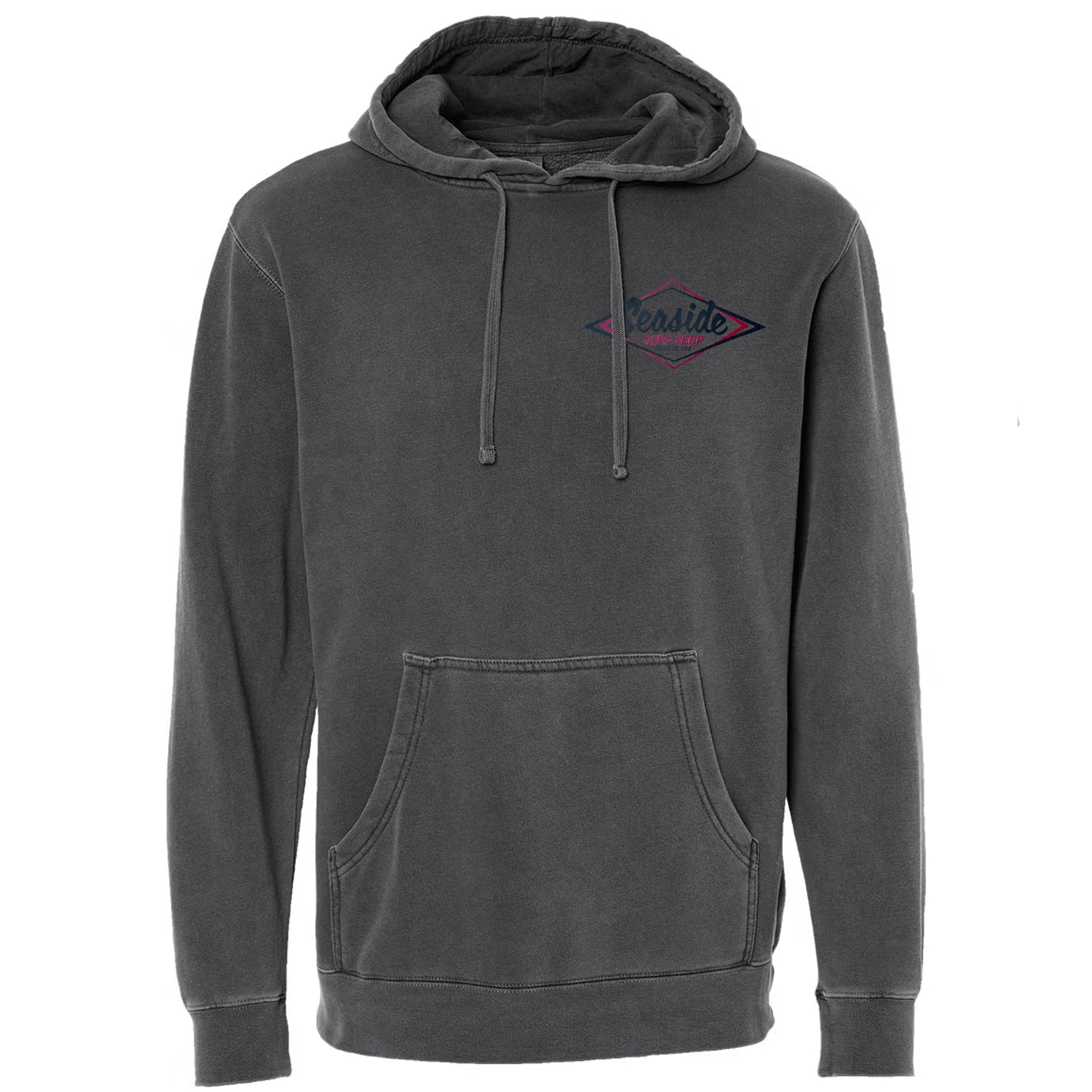 Seaside Surf Shop Mens Vintage Logo Bomber Hooded Pullover - Smoke