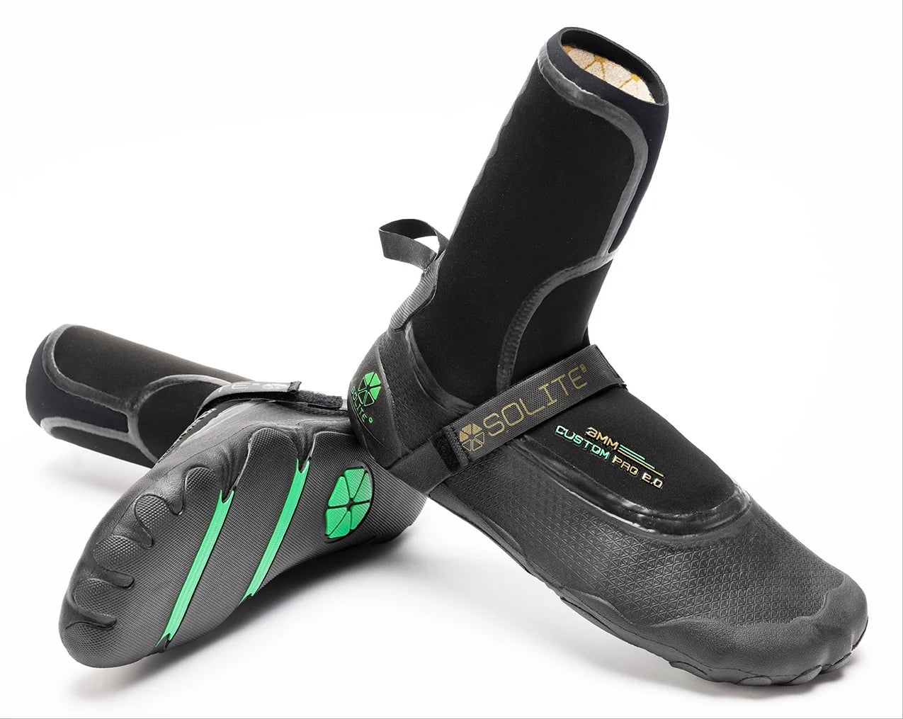Solite Boots 3mm Custom Pro 2.0: Custom Fit Barefoot Feel Boot - 2025 Black/Green