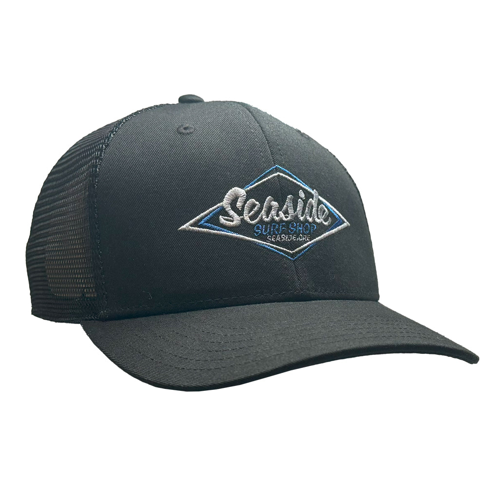 Seaside Surf Shop Vintage Logo Mid Crown Cap - Black/Black