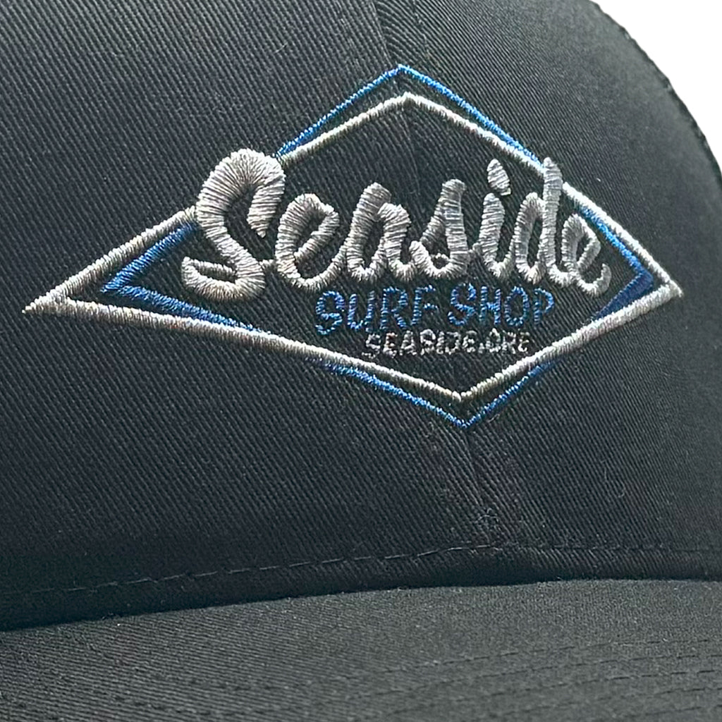 Seaside Surf Shop Vintage Logo Mid Crown Cap - Black/Black - Seaside Surf Shop 