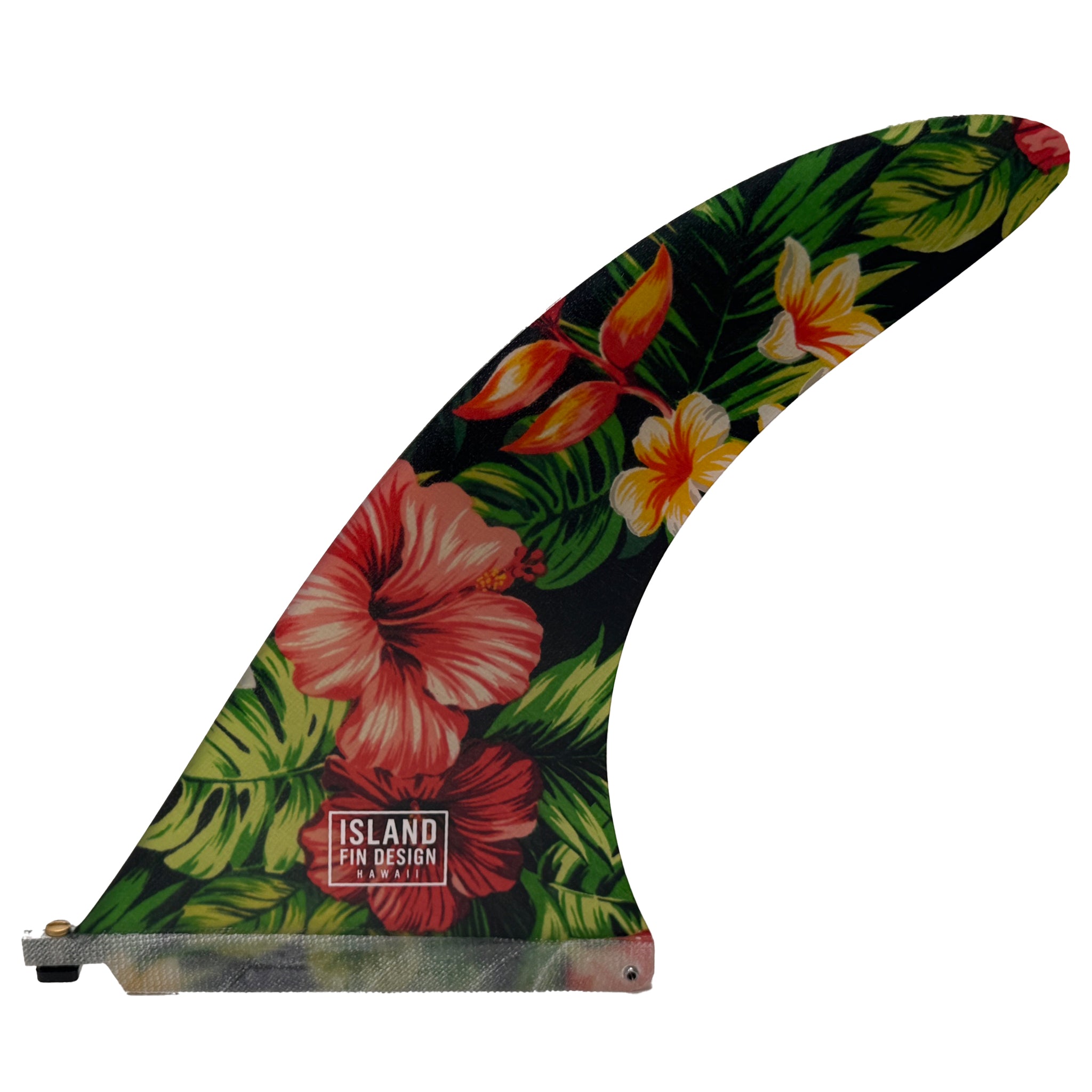 Island Fin Design - 10.0" Islander Fin -Black Aloha Print