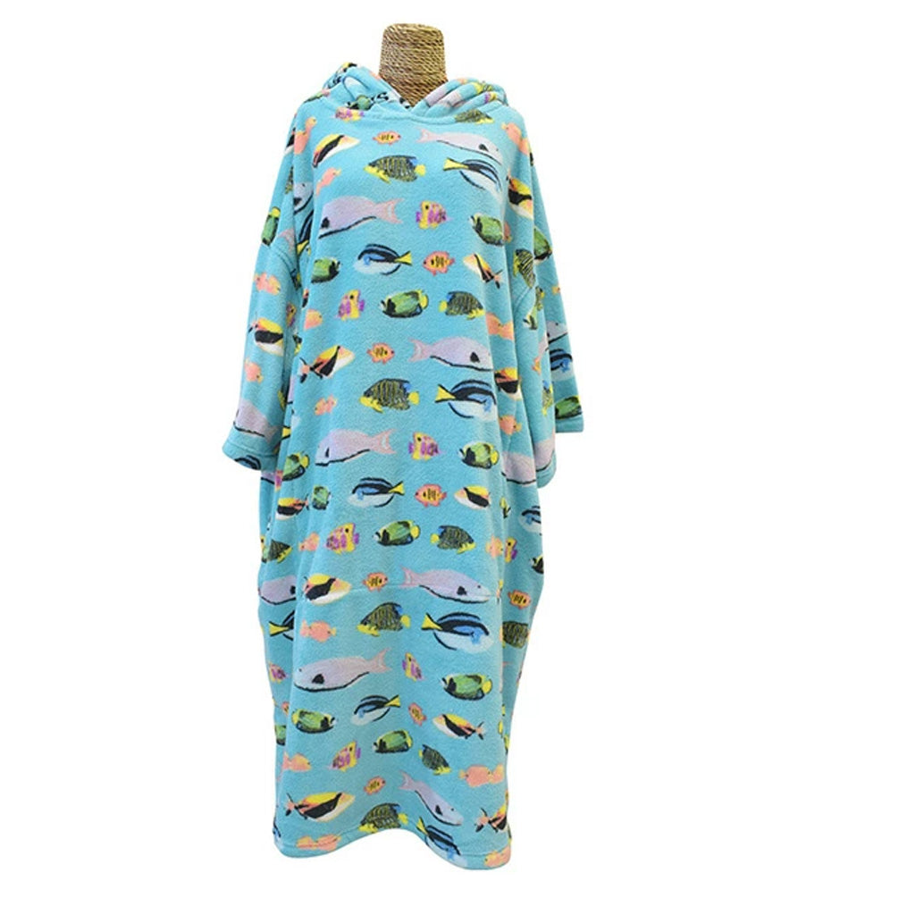 Blocksurf TLS Microfleece Wetsuit Changing Robe/Poncho - Tropical FIsh