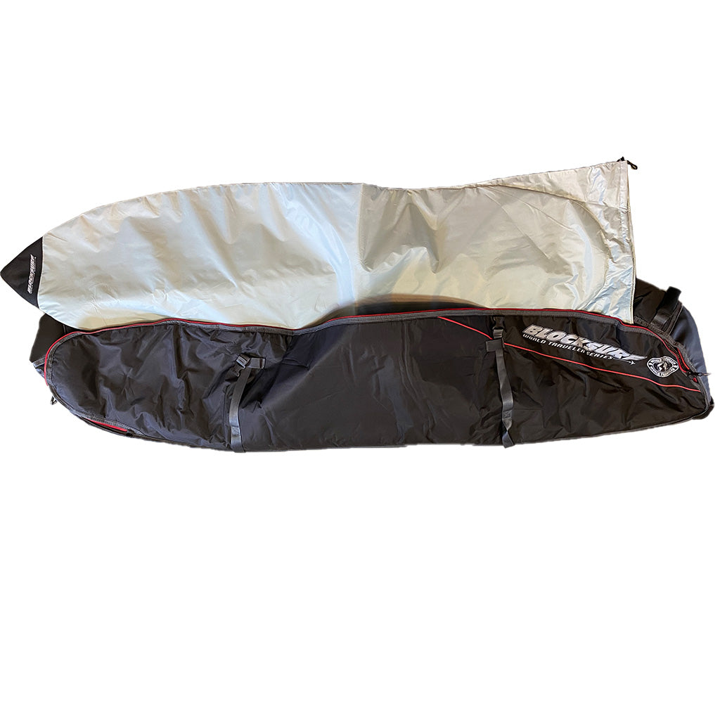 Blocksurf Triple Coffin w/Wheels Shortboard Bags - Black/Silver