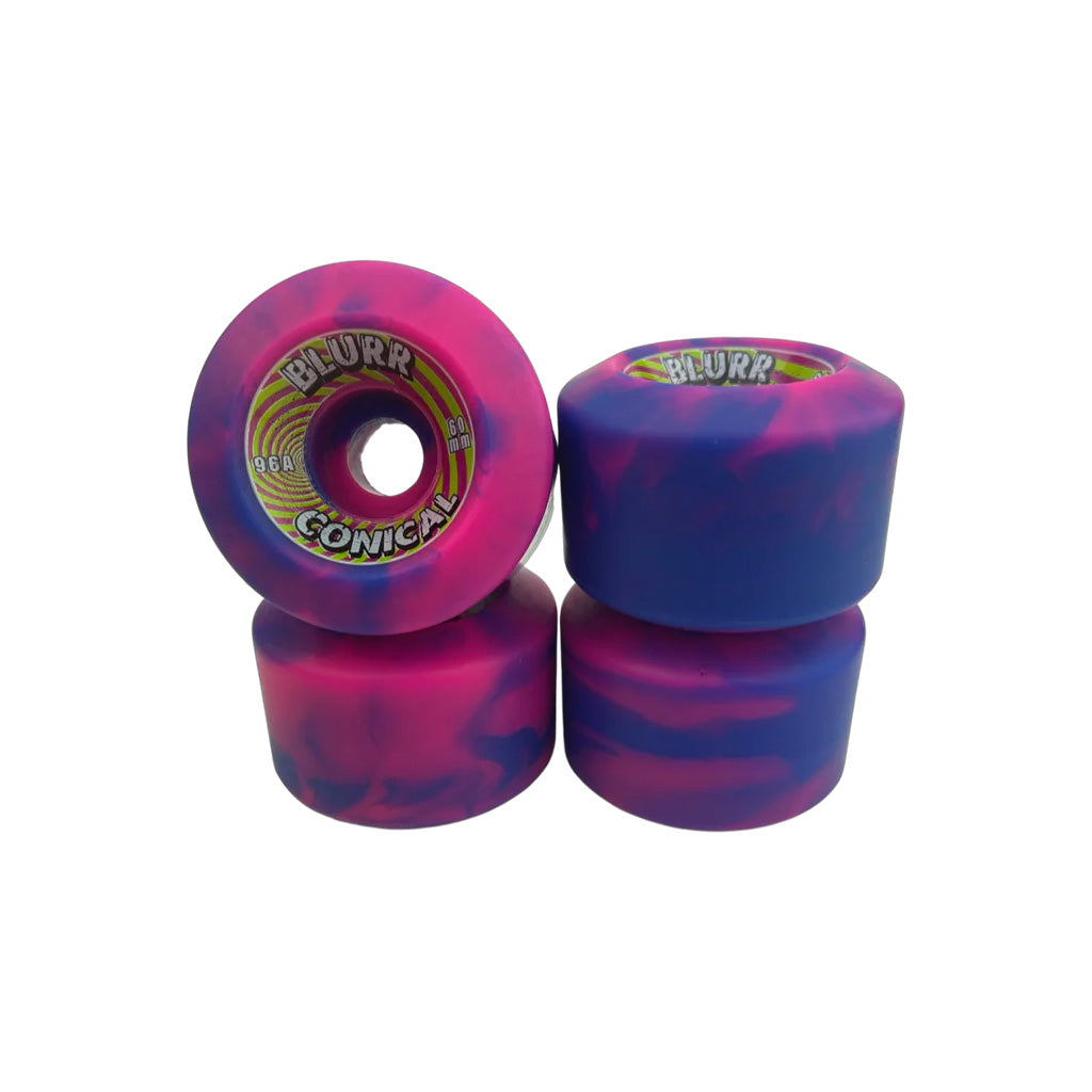 Blurr wheels- 60mm 96a Swirls Conicals - PNK/PUR