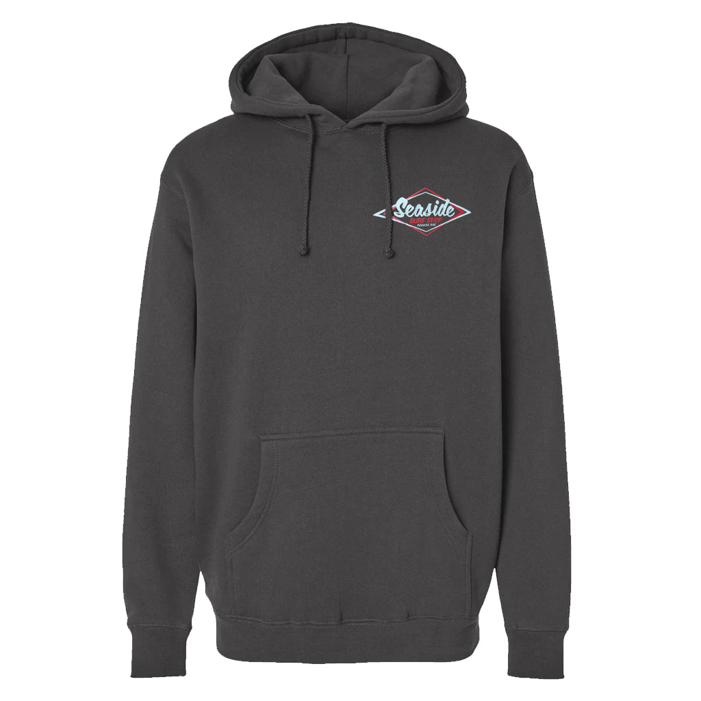 Seaside Surf Shop Mens Vintage Logo Bomber Hooded Pullover - Smoke