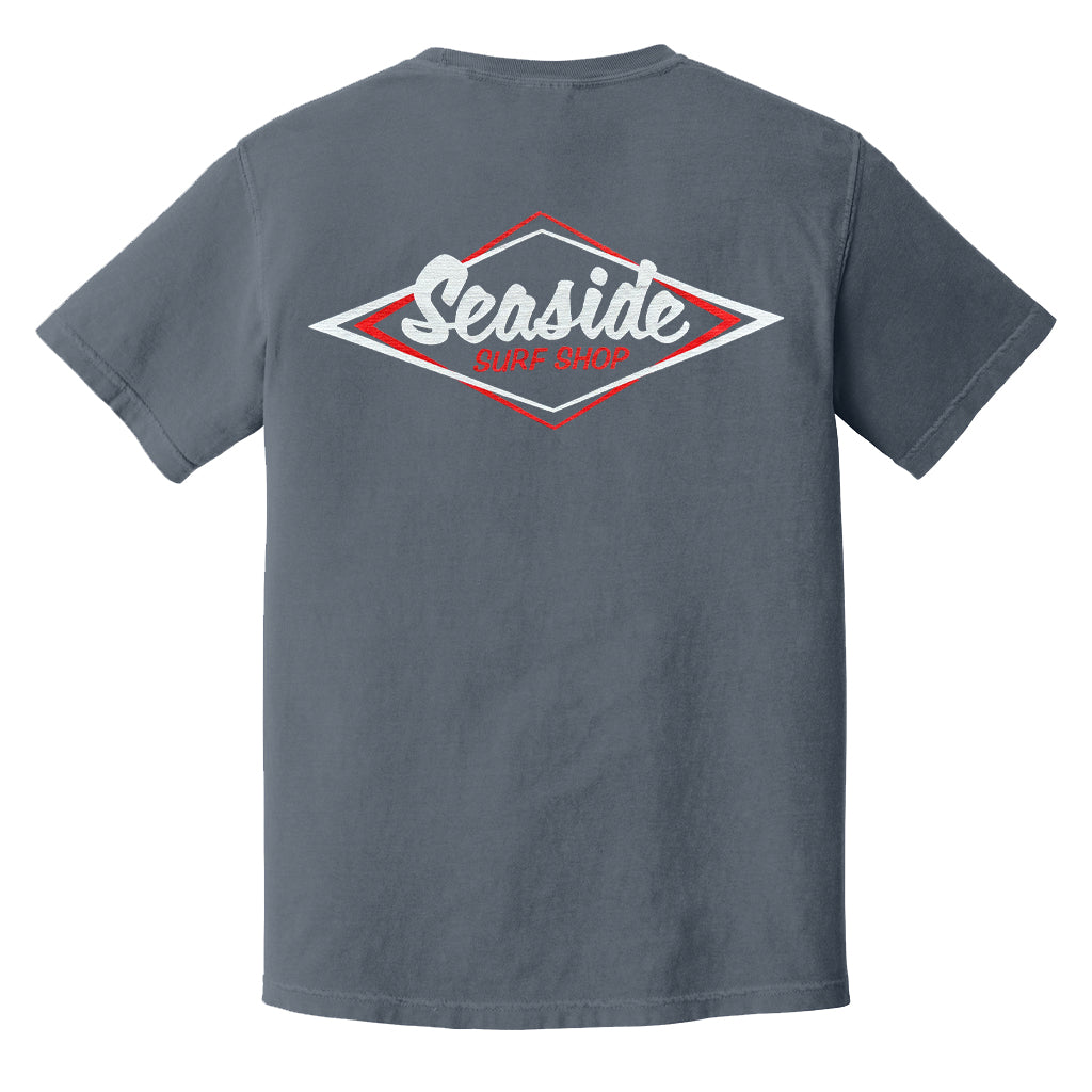 Seaside Surf Garment Dyed Vintage Logo S/S Tee - Baltic/White Logo