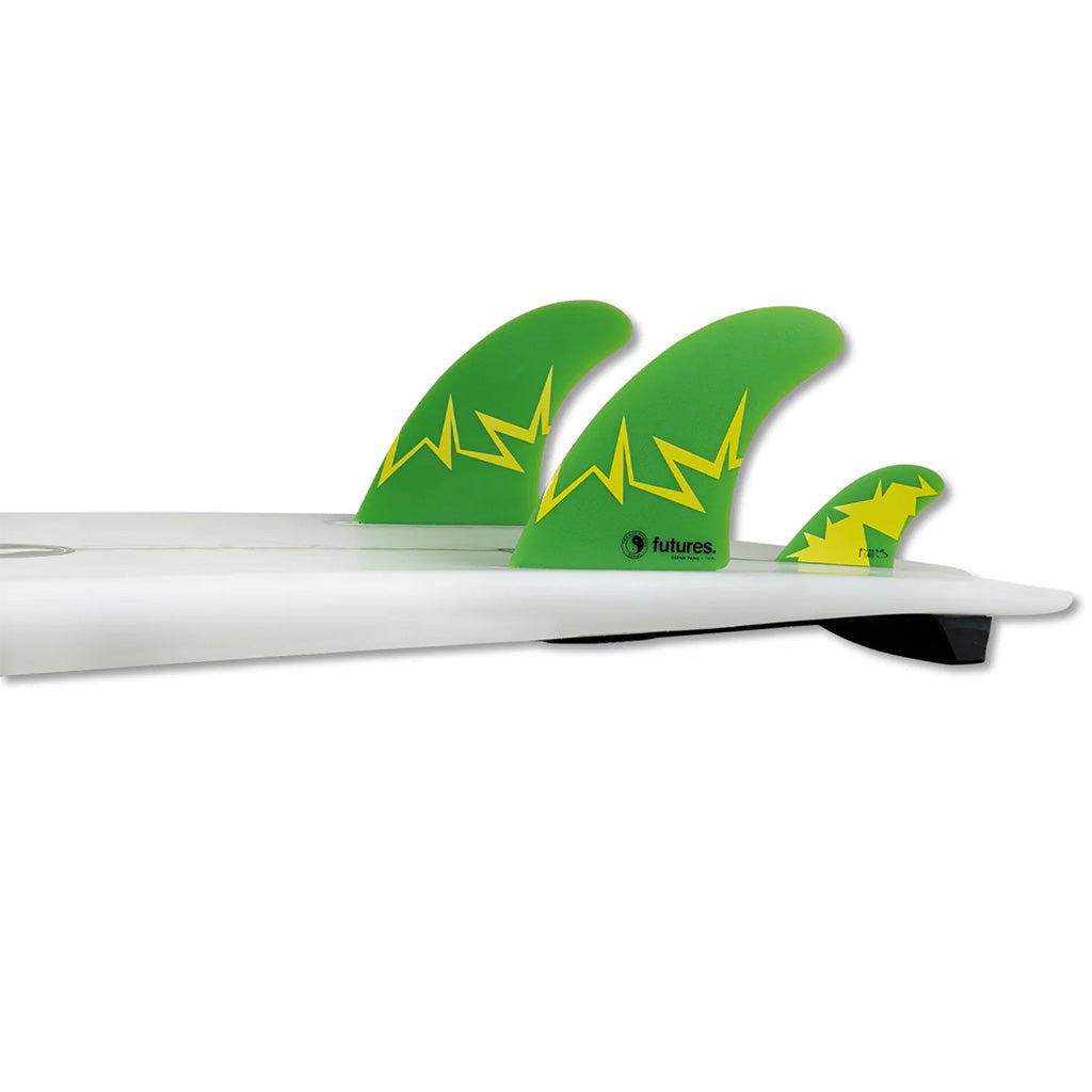 Futures Fins - Glen Pan Twin Fin Plus One Set - Green/Yellow