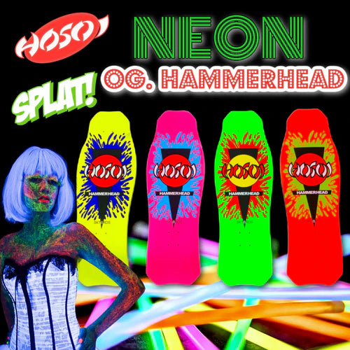 Hosoi Skateboards NEON O.G. Hammerhead Splat Deck– 10.5" x 31" - Yellow