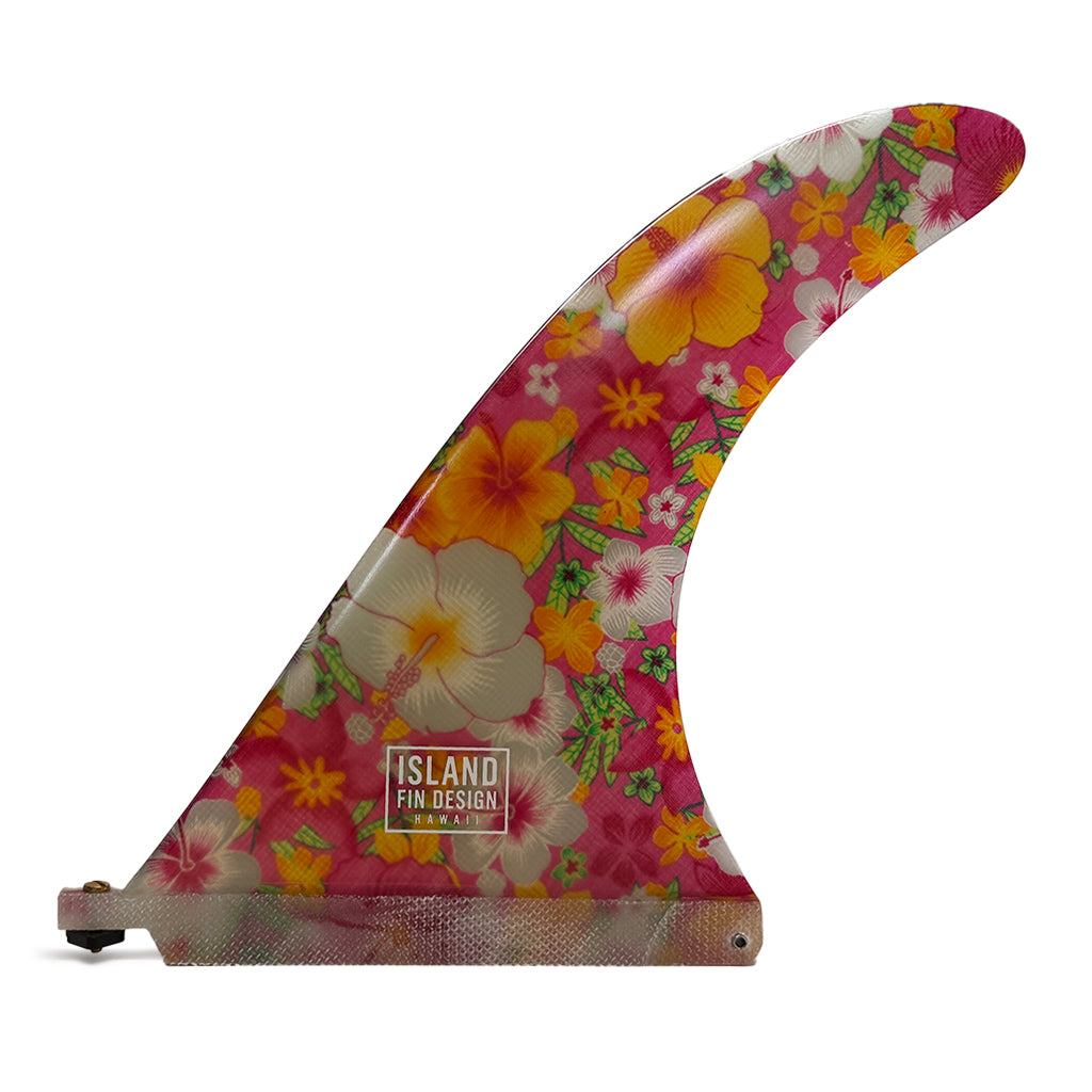 Island Fin Design - 9.5" IWA Fin - Pink Vintage Flower Print