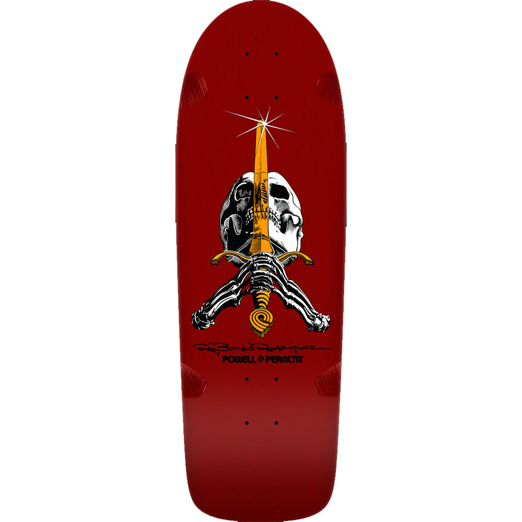 Powell Peralta Ray Rodriguez Skull & Sword Reissue Skateboard Deck Burgundy - 10 x 30