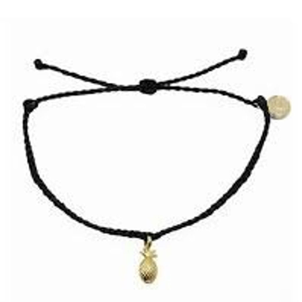 Pura Vida Gold Bitty Pineapple Bracelet - Black
