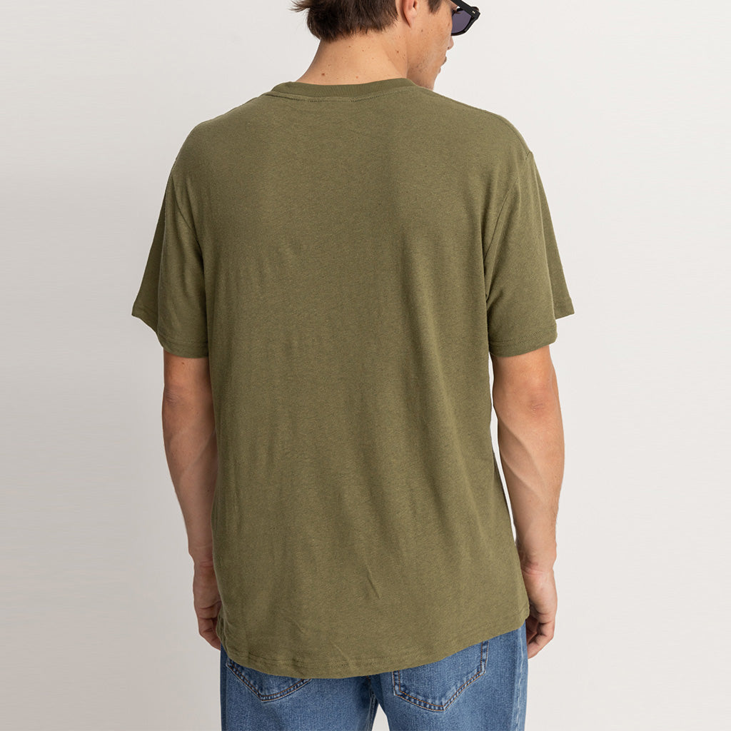 Rhythm Mens Linen S/S T-Shirt - Olive