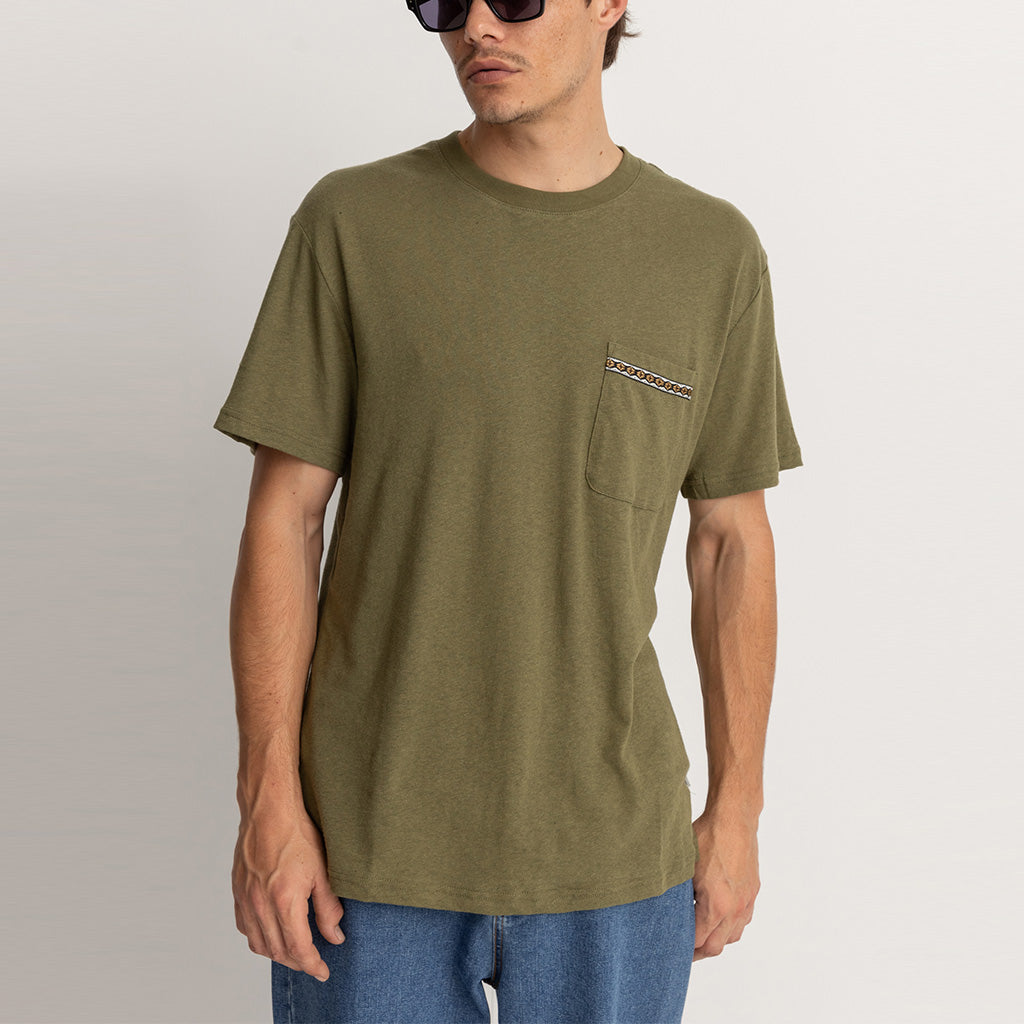 Rhythm Mens Linen S/S T-Shirt - Olive