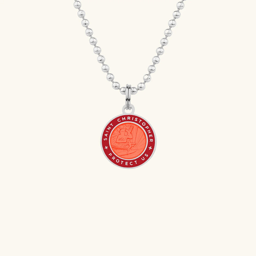 Saint Christopher Small Medal - Red/Red