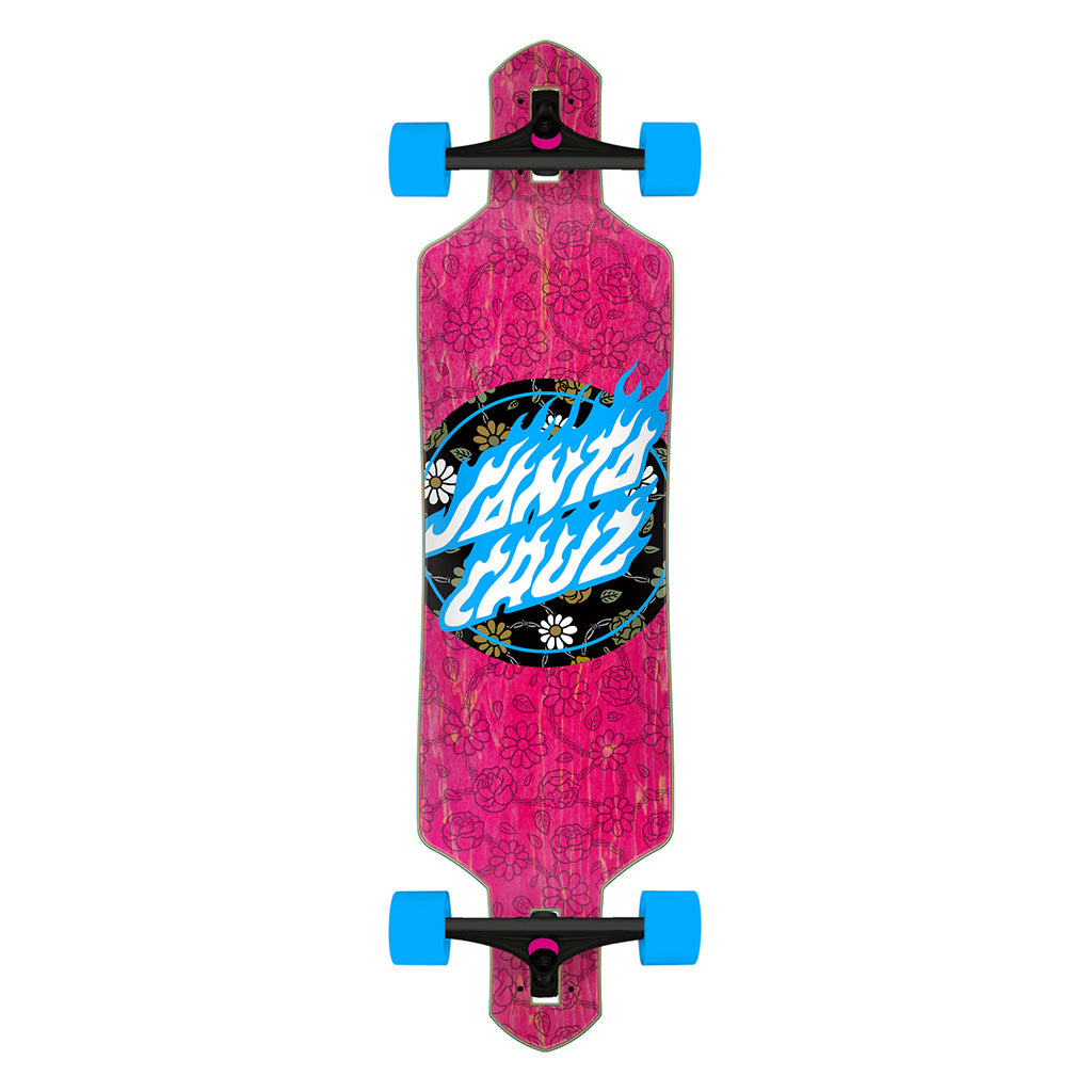 Santa Cruz Floral Flame Dot Drop Thru Cruzer Skateboard 9.0" x 36"