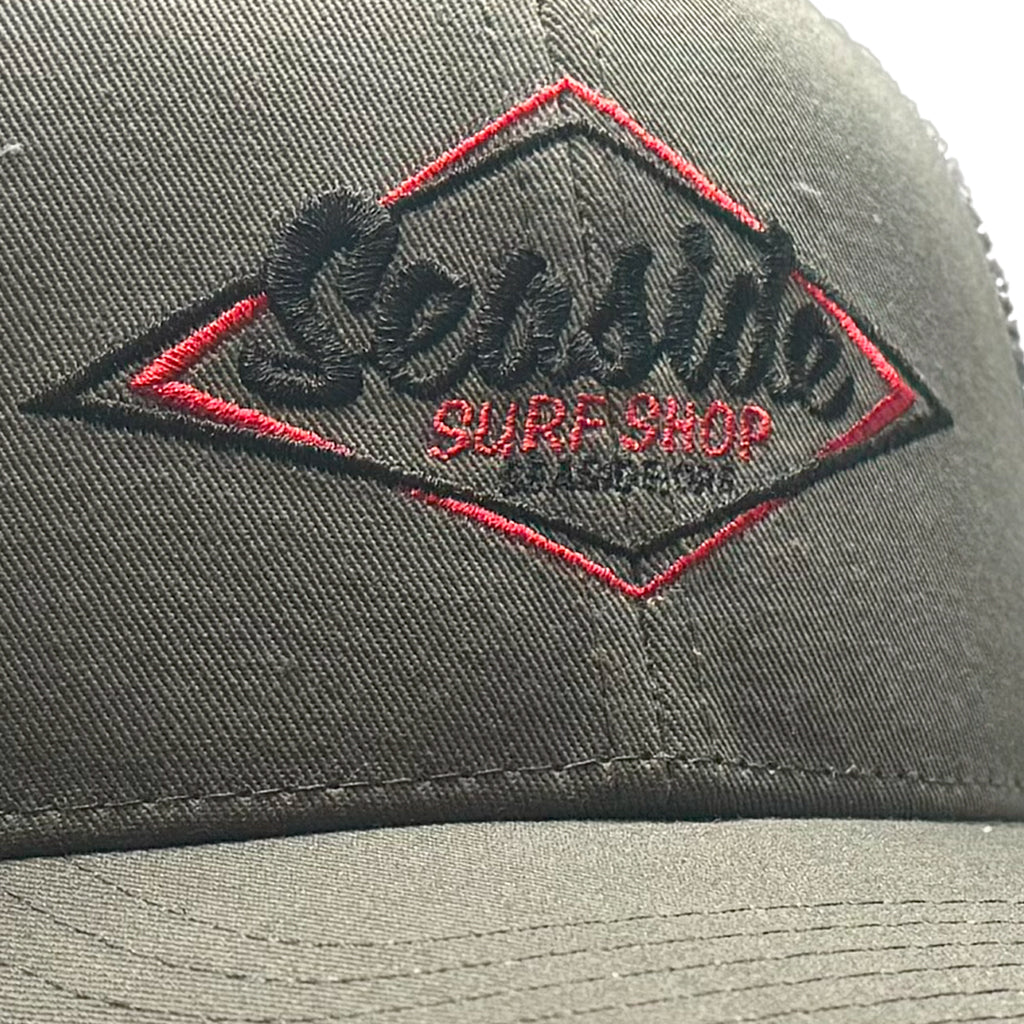 Seaside Surf Shop Vintage Logo Mid Crown Cap - Olive/Grey