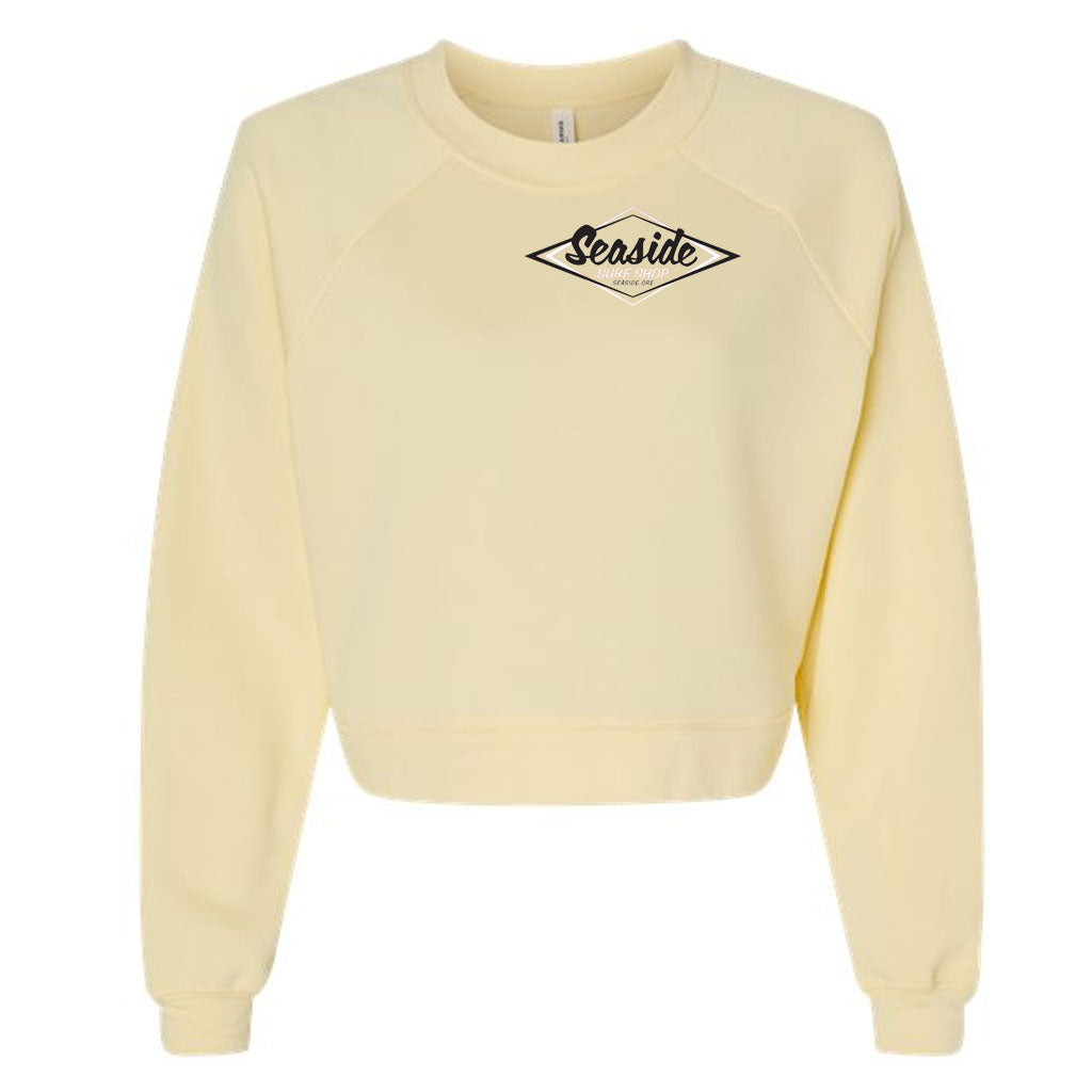 Seaside Surf Shop Womens Raglan Pullover Crew Neck - French Vanilla