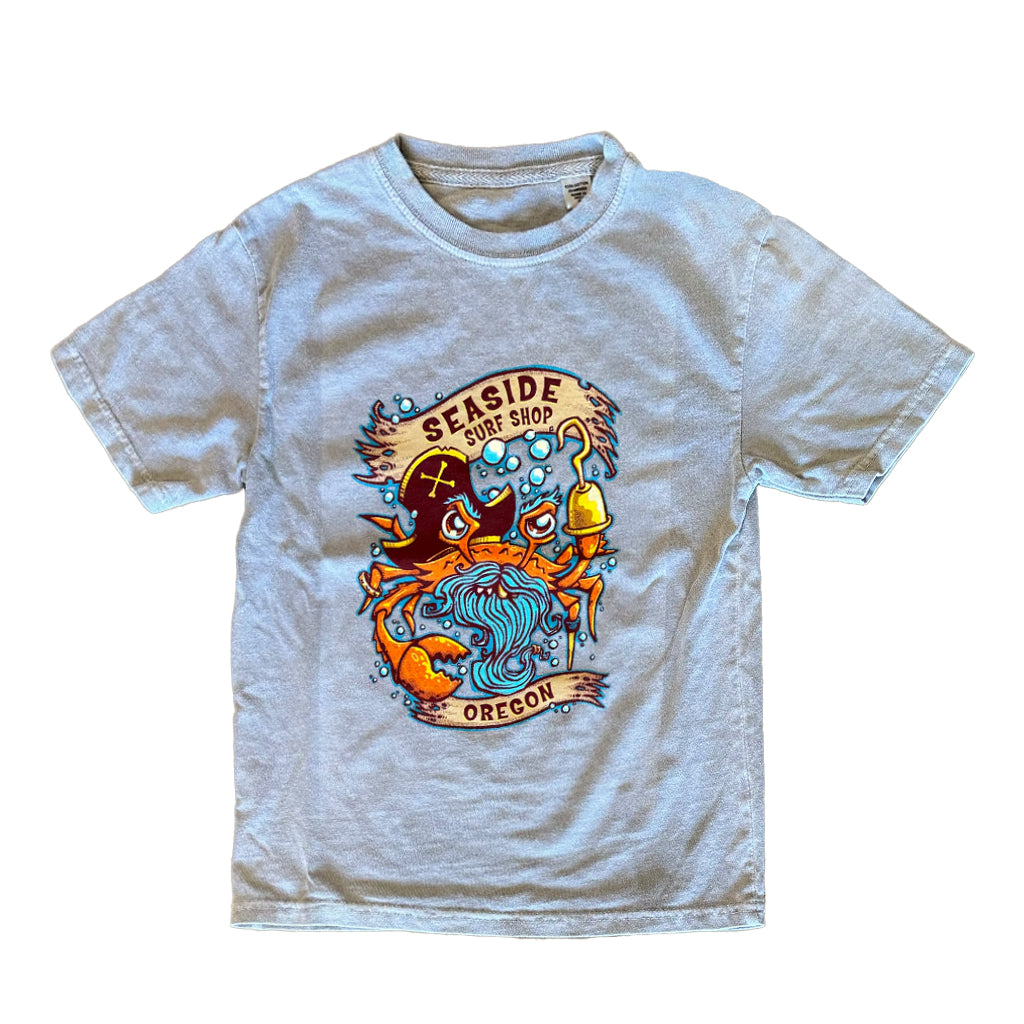 Seaside Surf Shop Pirate Crab Youth  S/S Tee - Steel Grey