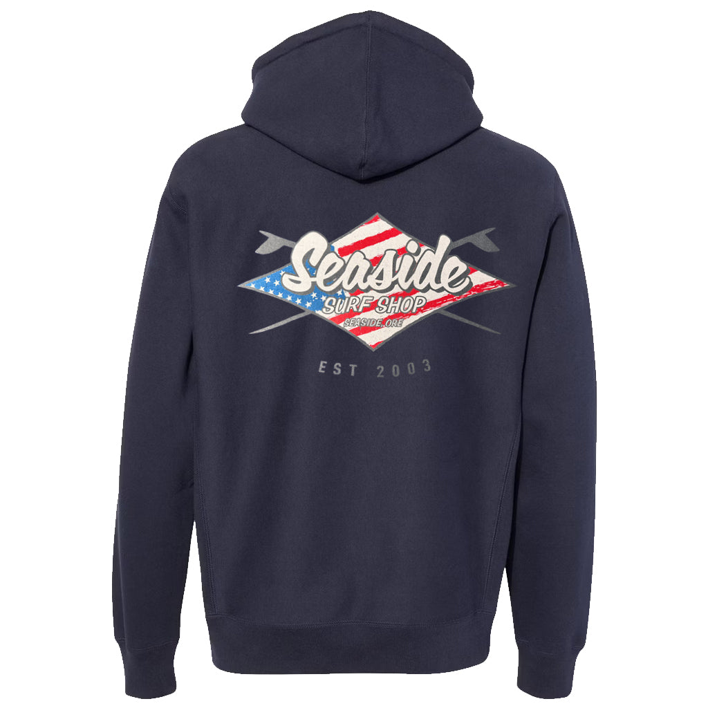 Seaside Surf Stars & Stripes Hooded Pullover - Navy