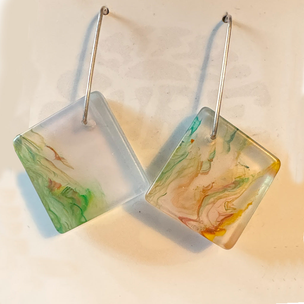 Surf Gems Sustainable Earrings - Clear/Orange Green Acid