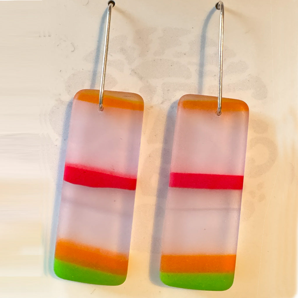 Surf Gems Sustainable Earrings - Orange/Red/Clear/Green