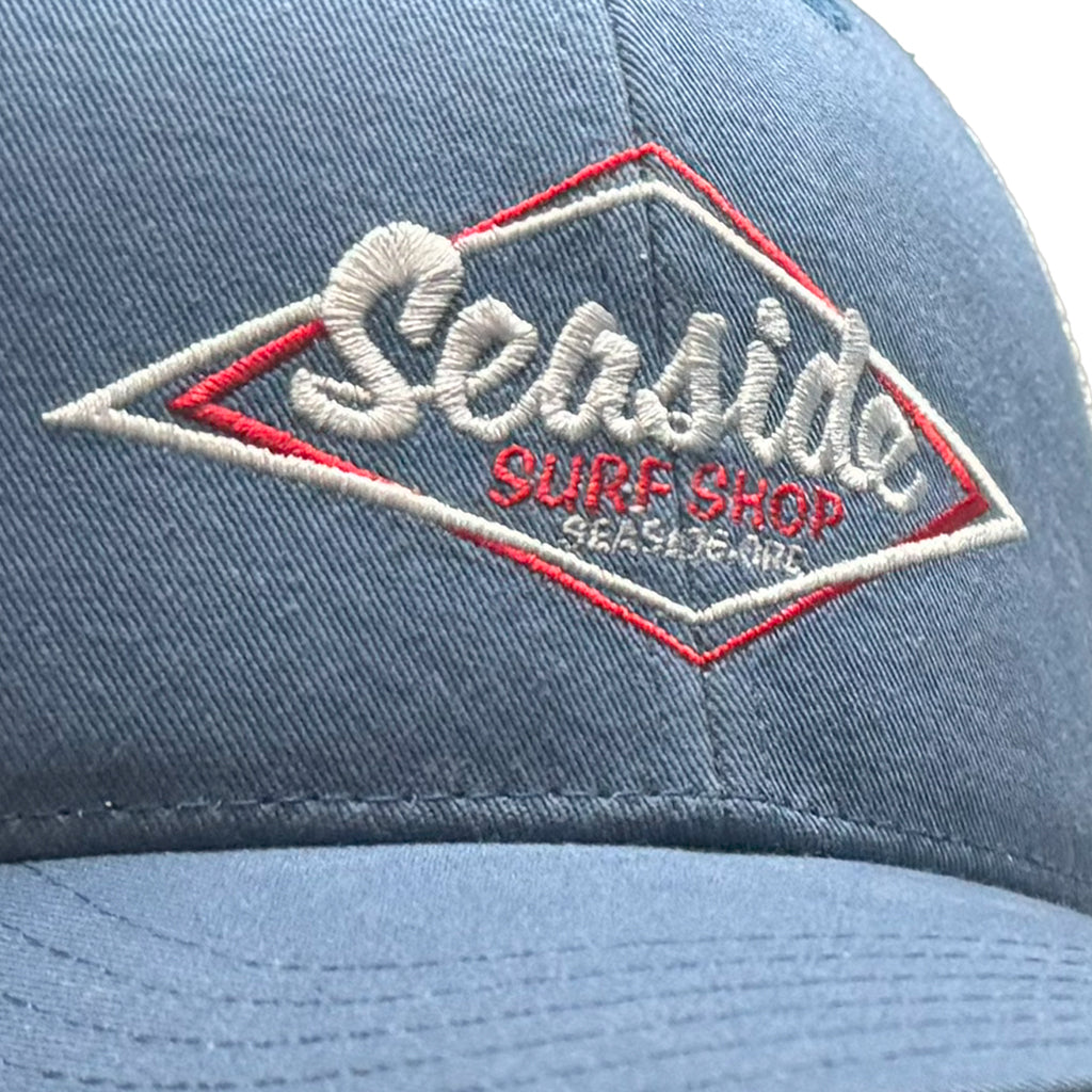 Seaside Surf Shop Vintage Logo Mid Crown Cap - Slate/White - Seaside Surf Shop 
