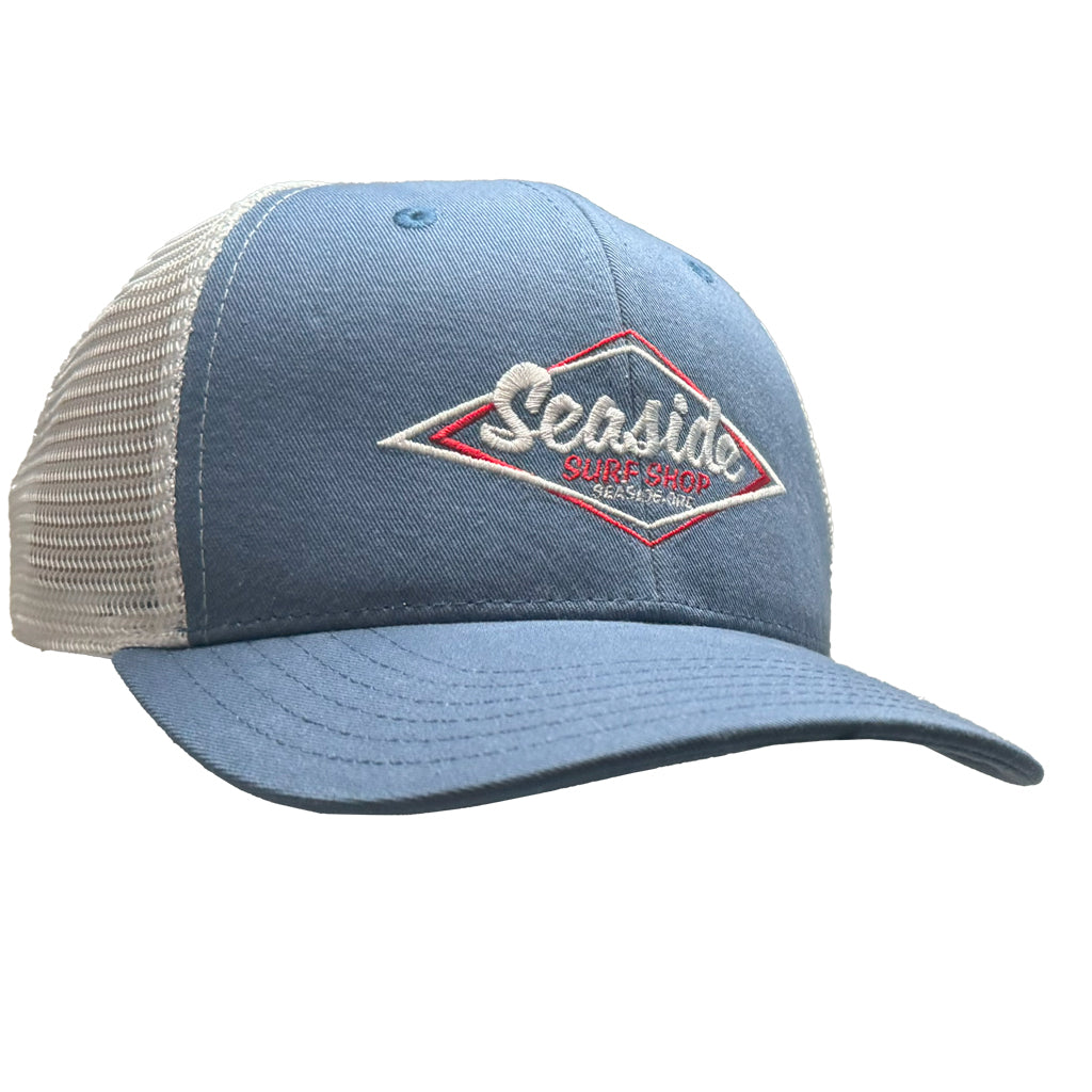Seaside Surf Shop Vintage Logo Mid Crown Cap - Slate/White