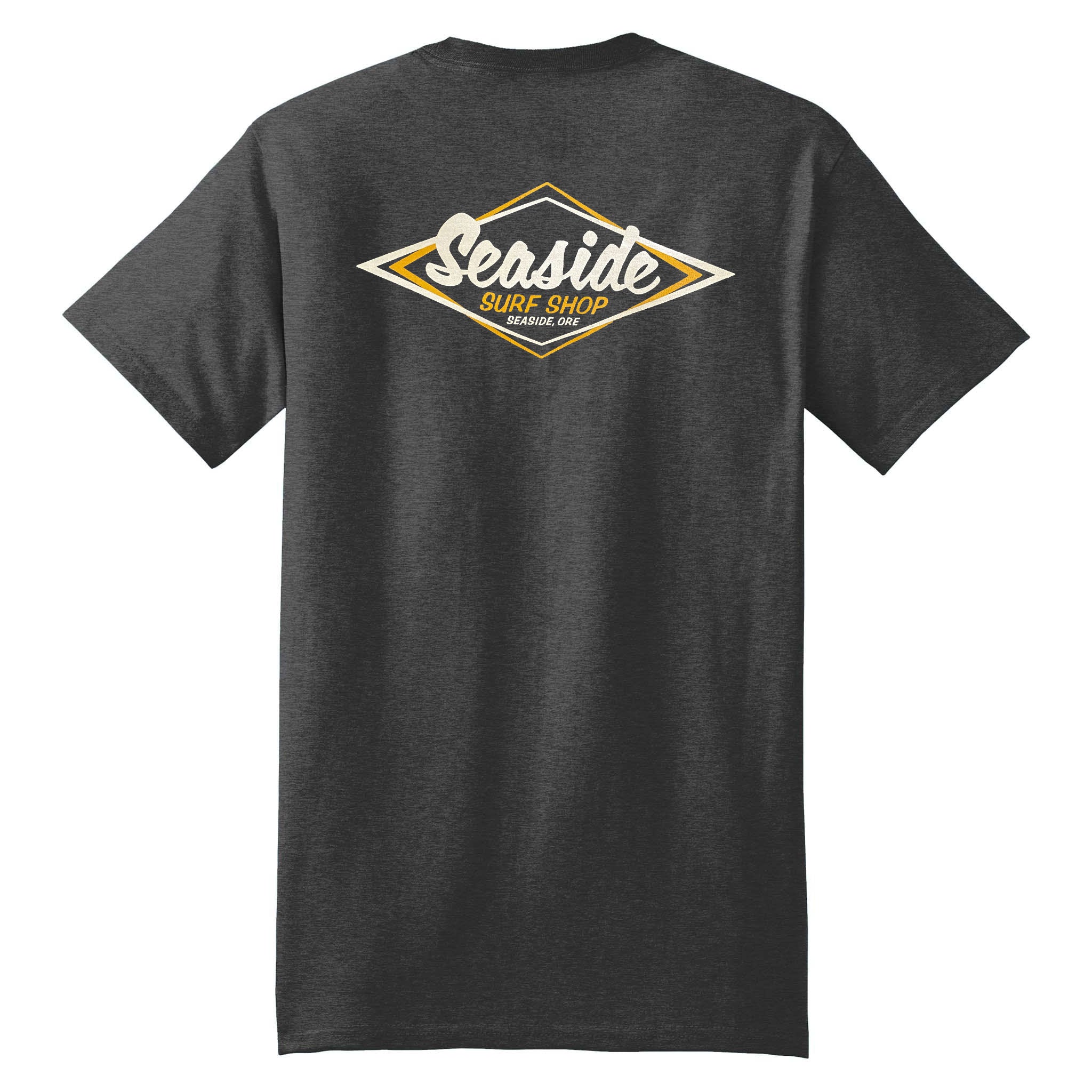 Seaside Surf Shop Vintage Logo S/S Tee - Charcoal Heather - Seaside Surf Shop 