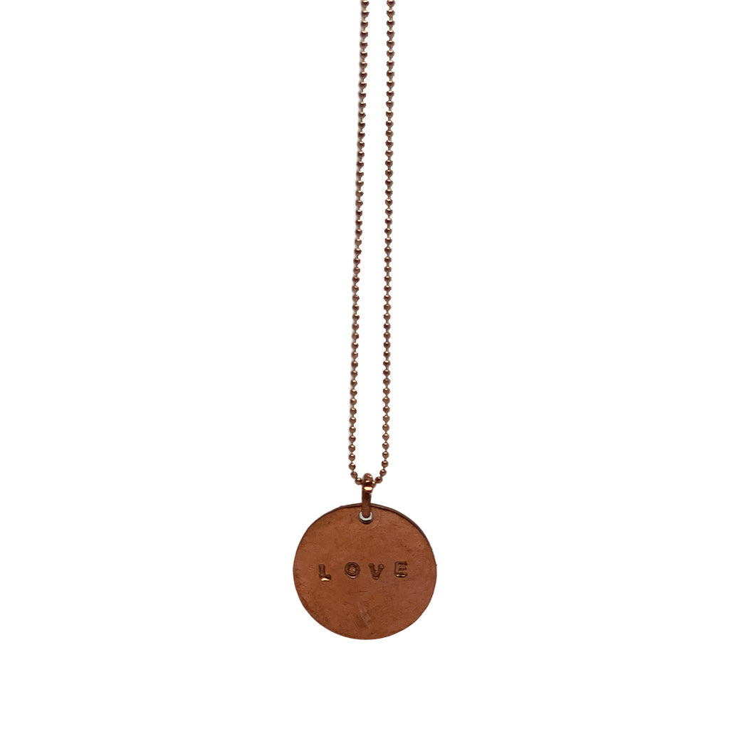 Sarah McAllister Jewelry - Hand Stamped Love 18&quot; Necklace - Rose Gold Plated/Sterling Silver - Seaside Surf Shop 
